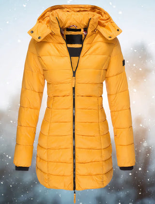 Theodora slim-fit quilted coat in Yellow