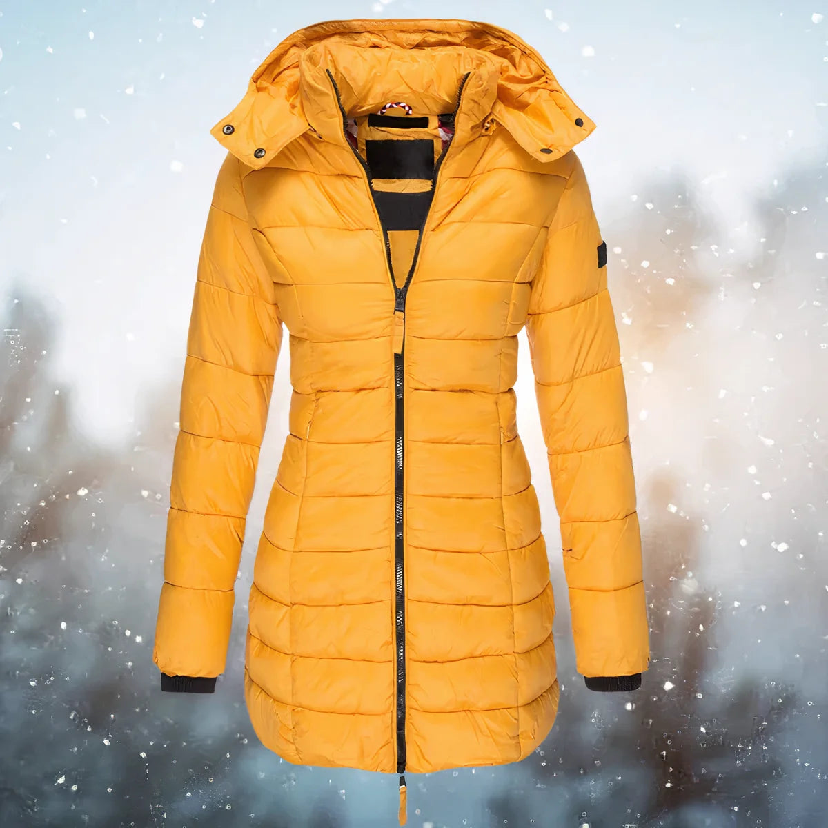 Theodora slim-fit quilted coat in Yellow