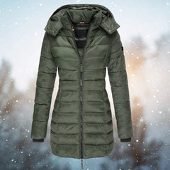 Theodora slim-fit quilted coat in Green