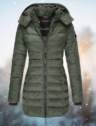 Theodora slim-fit quilted coat in Green