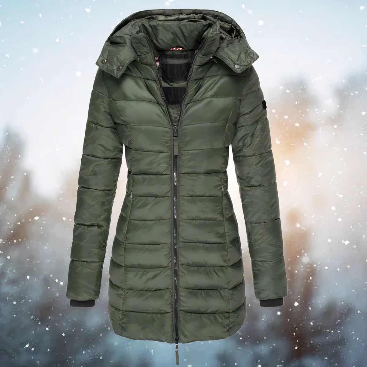 Theodora slim-fit quilted coat in Green