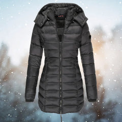 Theodora slim-fit quilted coat in Black