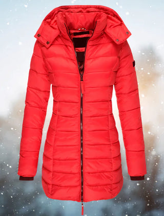 Theodora slim-fit quilted coat in Red
