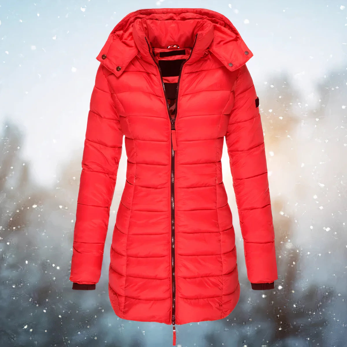 Theodora slim-fit quilted coat in Red