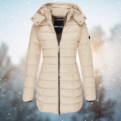 Theodora slim-fit quilted coat in Khaki