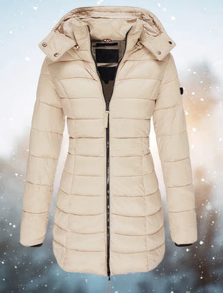 Theodora slim-fit quilted coat in Khaki