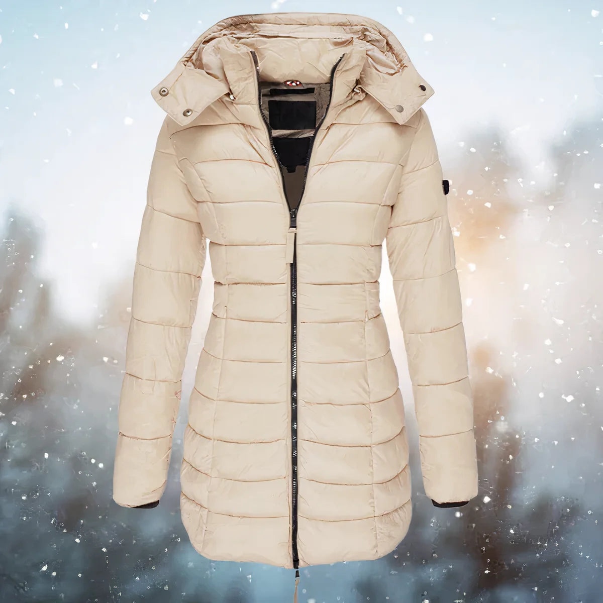 Theodora slim-fit quilted coat in Khaki