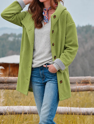 Valerie Hooded Slim-Fit Coat in Green