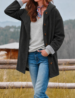 Valerie Hooded Slim-Fit Coat in Black