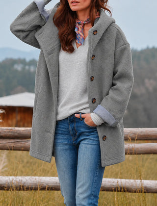 Valerie Hooded Slim-Fit Coat in Gray