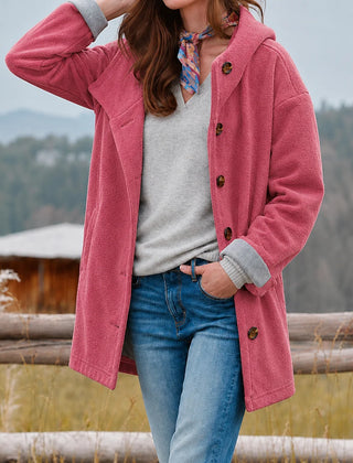 Valerie Hooded Slim-Fit Coat in Pink