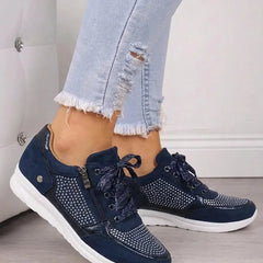 Vera Cushioned Zip-Up Sneakers in Blue