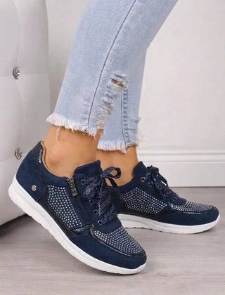 Vera Cushioned Zip-Up Sneakers in Blue