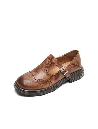 Verda Classic T-Strap Shoes in Brown