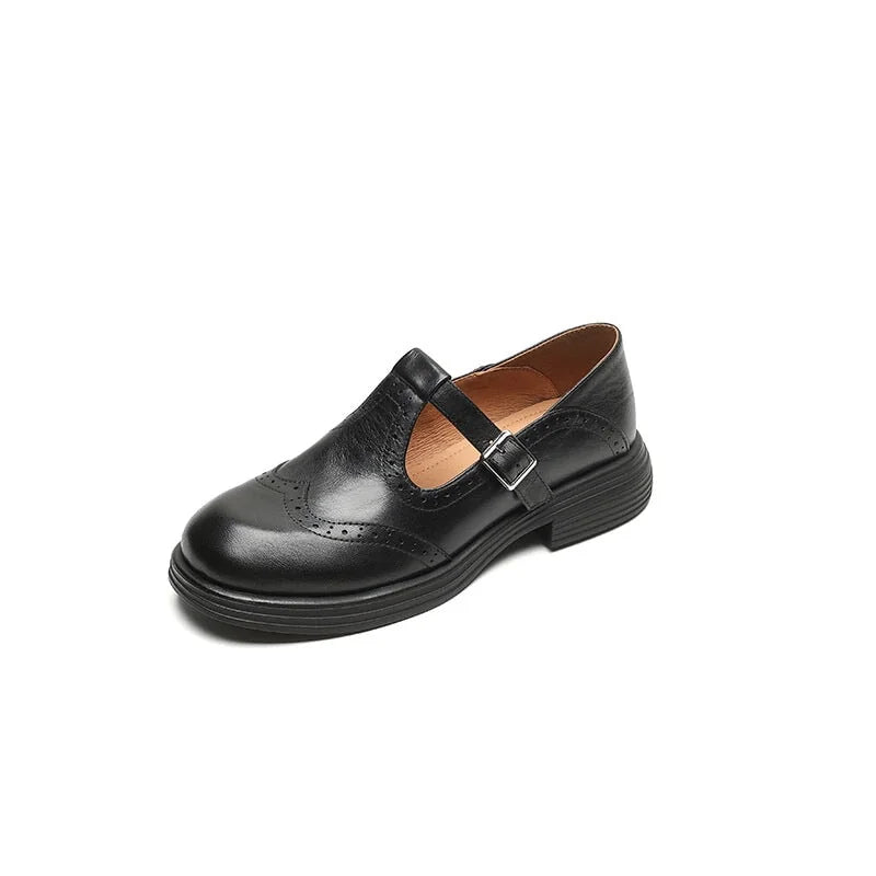 Verda Classic T-Strap Shoes in Black