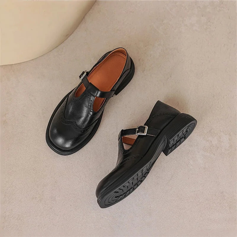 Verda T-strap shoes in black, top view