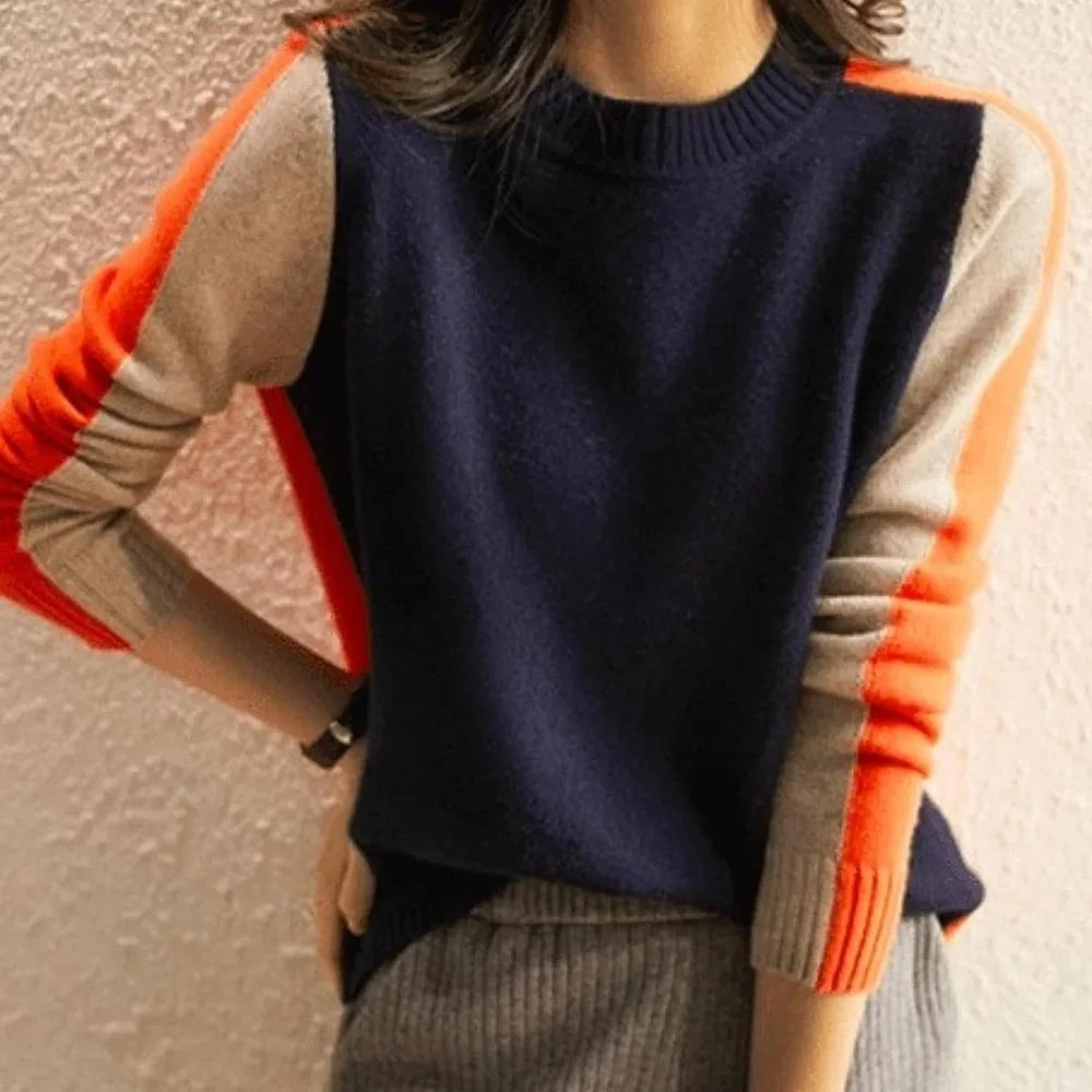 Veronique Color-Block Striped Sweater