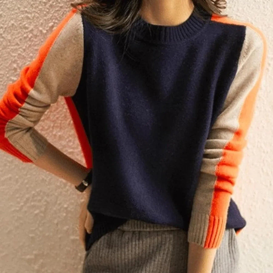 Veronique Color-Block Striped Sweater