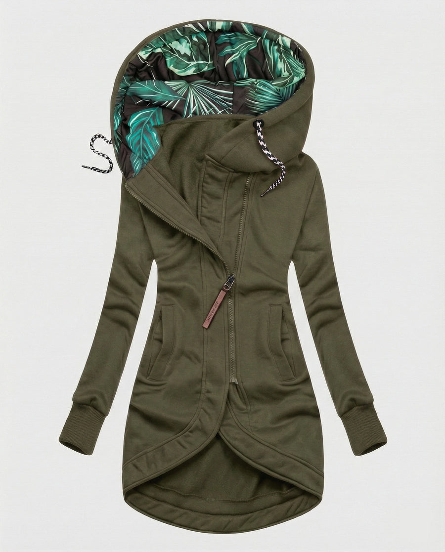 Vivienne hooded winter coat in Olive Green