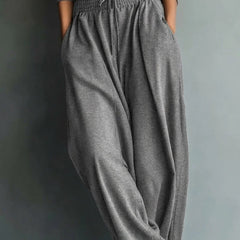 Turtleneck Top & Wide-Leg Pant Set in Charcoal