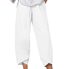 White Bryndis | Cotton Linen Wide-Leg Pants for Women | Summer Casual