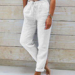 White Rachel | Drawstring Wide-Leg Pants for Women | Casual Comfort