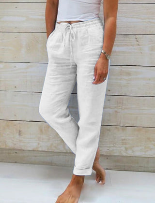 White Rachel | Drawstring Wide-Leg Pants for Women | Casual Comfort