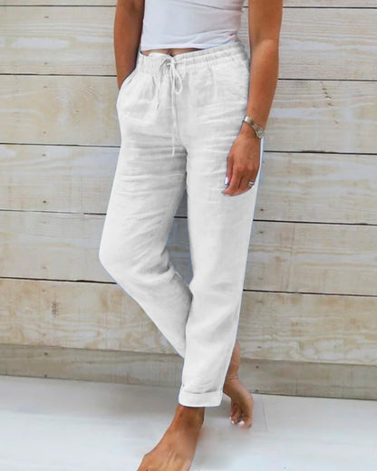 White Rachel | Drawstring Wide-Leg Pants for Women | Casual Comfort