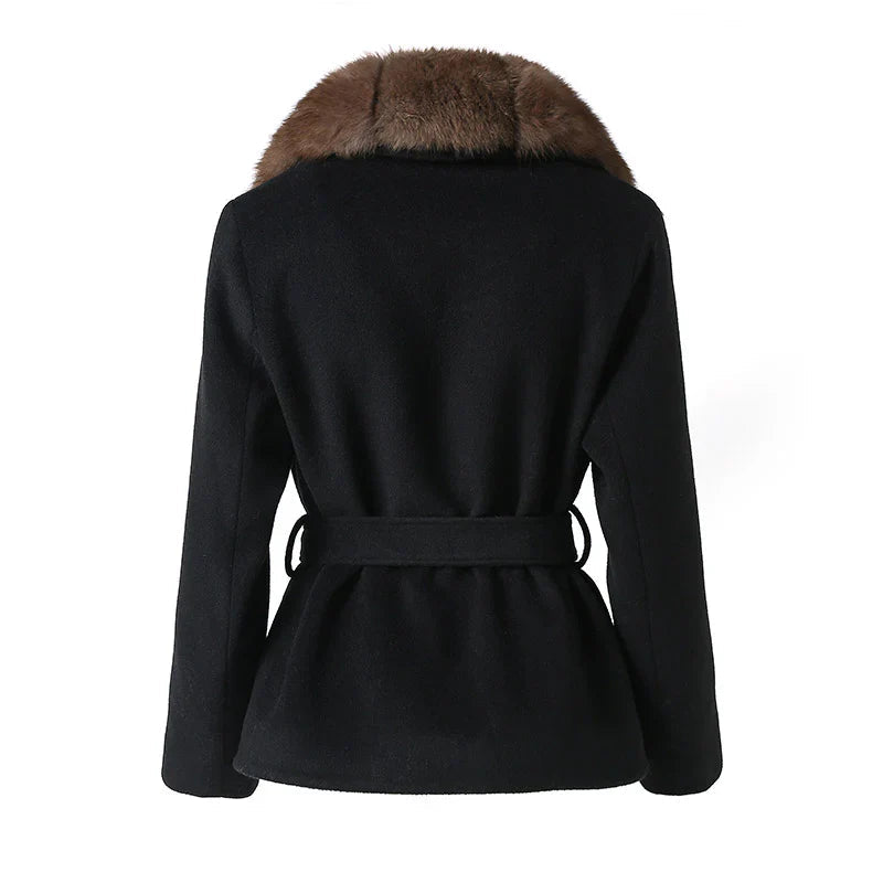 Women's Black Plush Faux Fur Belted Statement Coat - photo 3