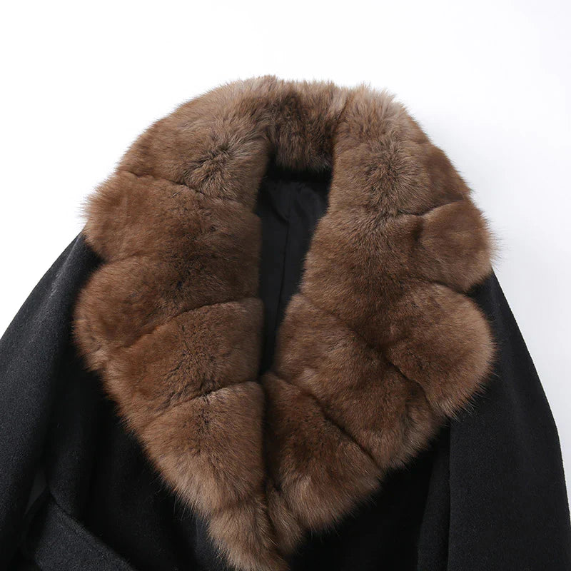 Women's Black Plush Faux Fur Belted Statement Coat - photo 4