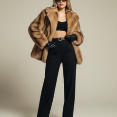 Brown Women's Luxe Brown Faux Fur Oversized Coat