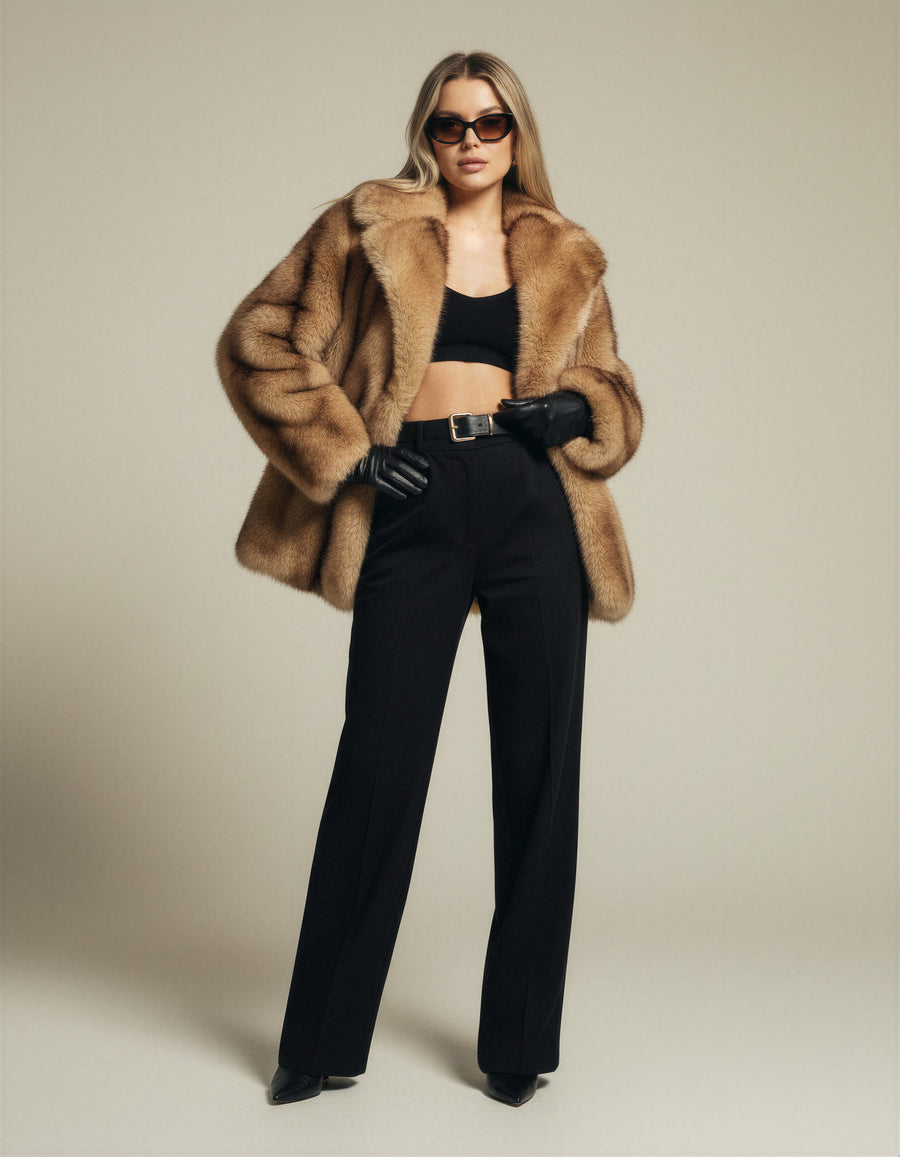Brown Women's Luxe Brown Faux Fur Oversized Coat
