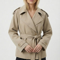 Women's Short Belted Khaki Trench Coat - photo 1