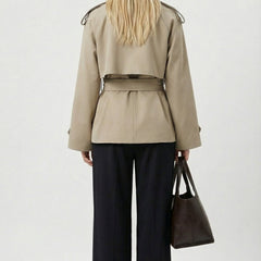Women's Short Belted Khaki Trench Coat - photo 2