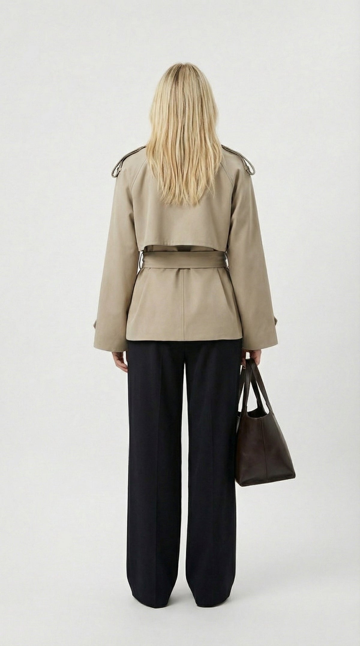 Women's Short Belted Khaki Trench Coat - photo 2