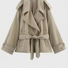 Women's Short Belted Khaki Trench Coat - photo 3