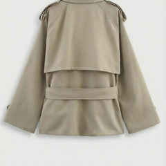 Women's Short Belted Khaki Trench Coat - photo 4