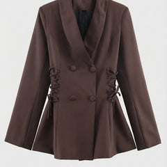 Women's Side Lace Up Tailored Brown Blazer - photo 2