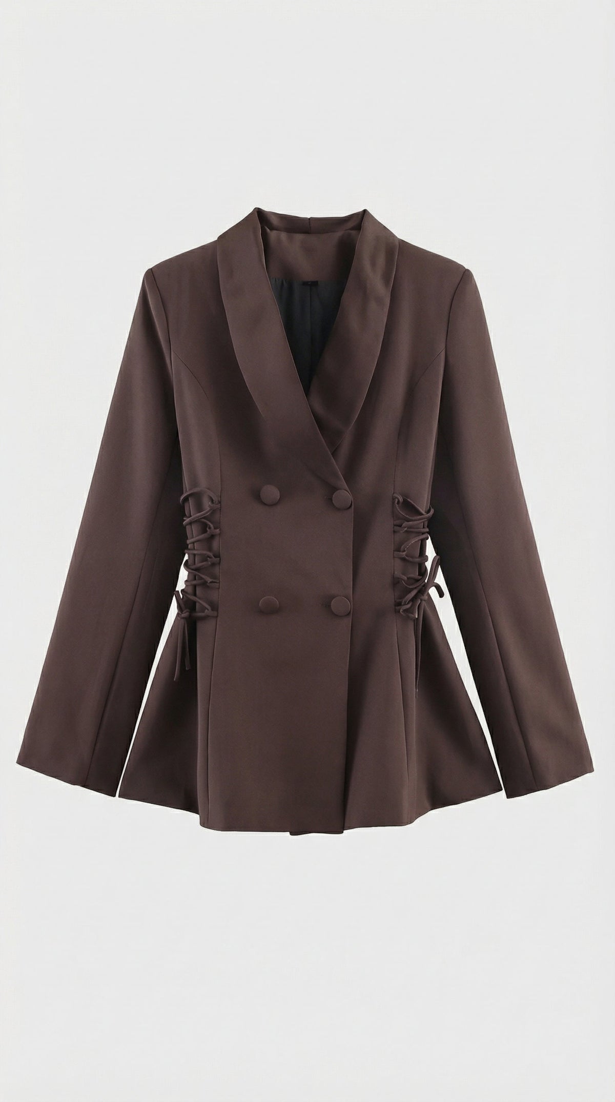 Women's Side Lace Up Tailored Brown Blazer - photo 2