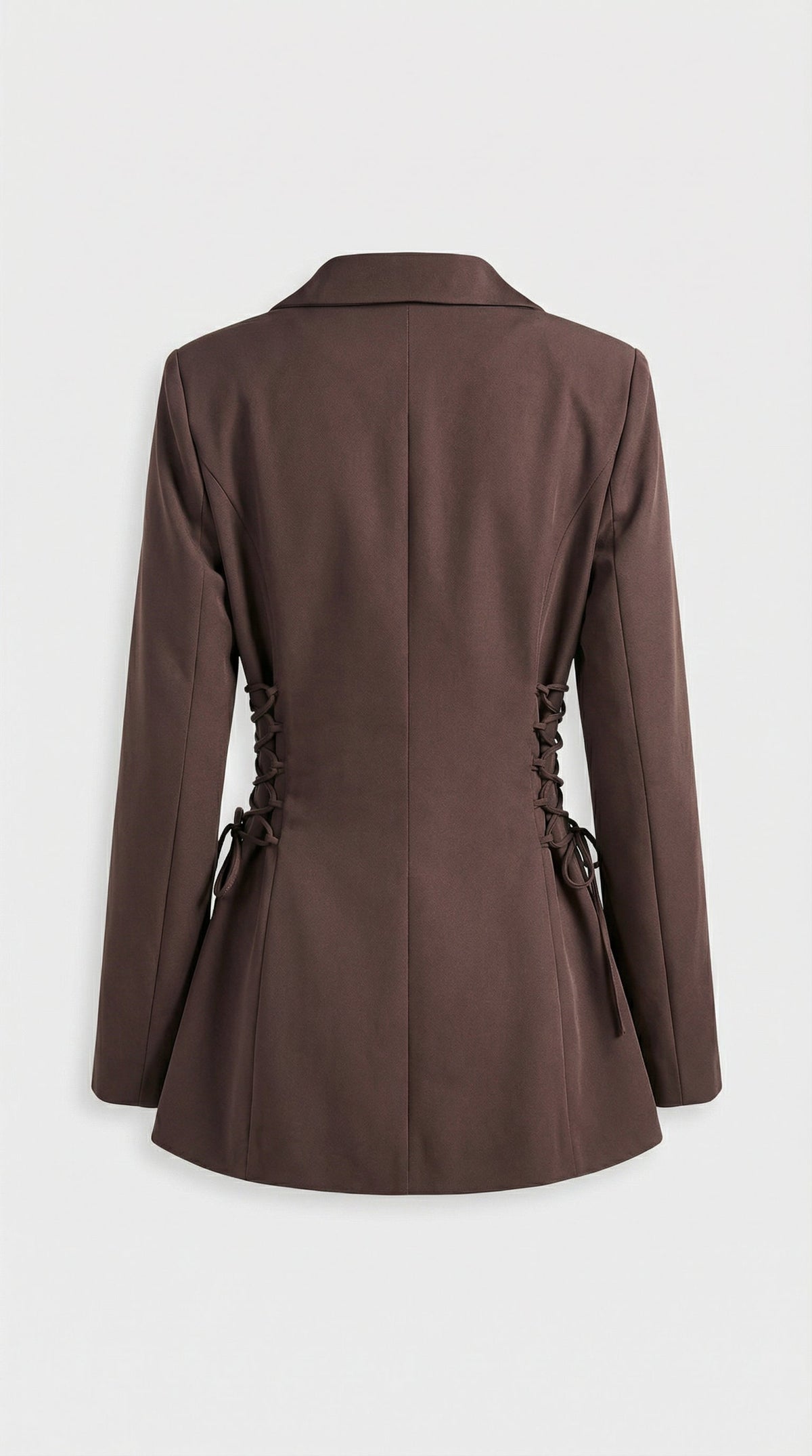 Women's Side Lace Up Tailored Brown Blazer - photo 3