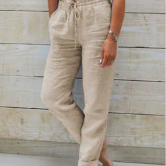 Khaki Rachel | Drawstring Wide-Leg Pants for Women | Casual Comfort