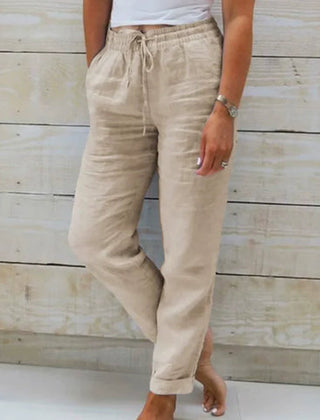 Khaki Rachel | Drawstring Wide-Leg Pants for Women | Casual Comfort
