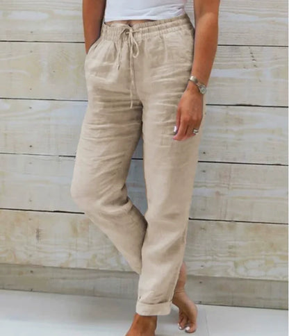 Khaki Rachel | Drawstring Wide-Leg Pants for Women | Casual Comfort